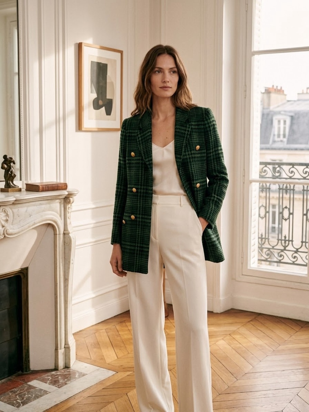 Rena Lange Green Double Breasted Blazer